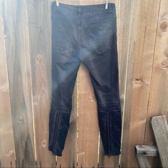 Free People Sueded Sateen Zipper Back Skinny Jeans size 25 - Picture 3 of 13